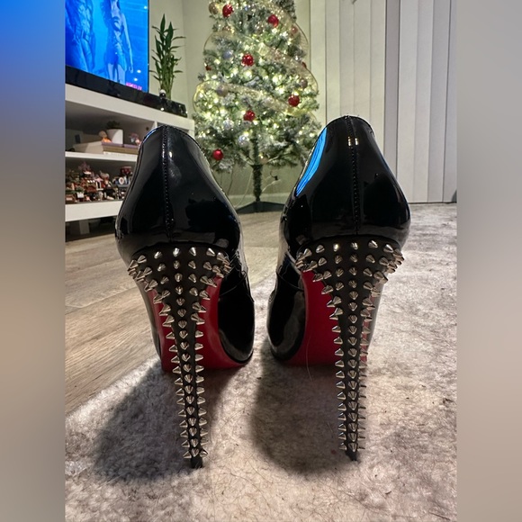 Christian Louboutin Peep Toe Pumps with Spike Accents - Picture 2 of 11